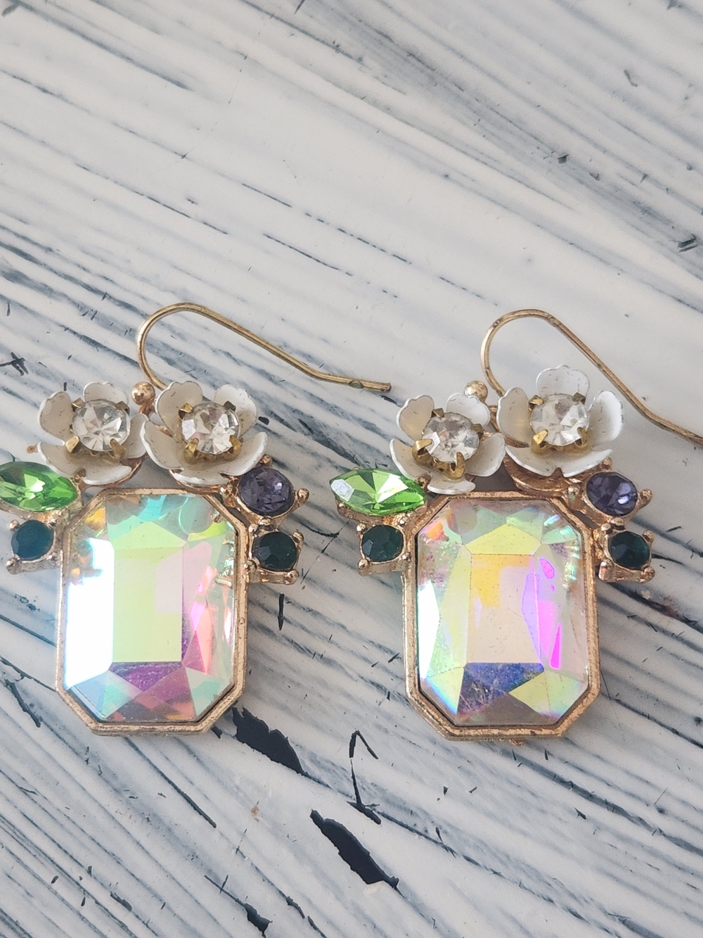Aurora Crystal Drop Earrings with Floral Accents - Women Jewelry